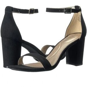 Bandolino Women Ankle Strap Sandals Armory2 Size US 9.5M Black Faux Suede